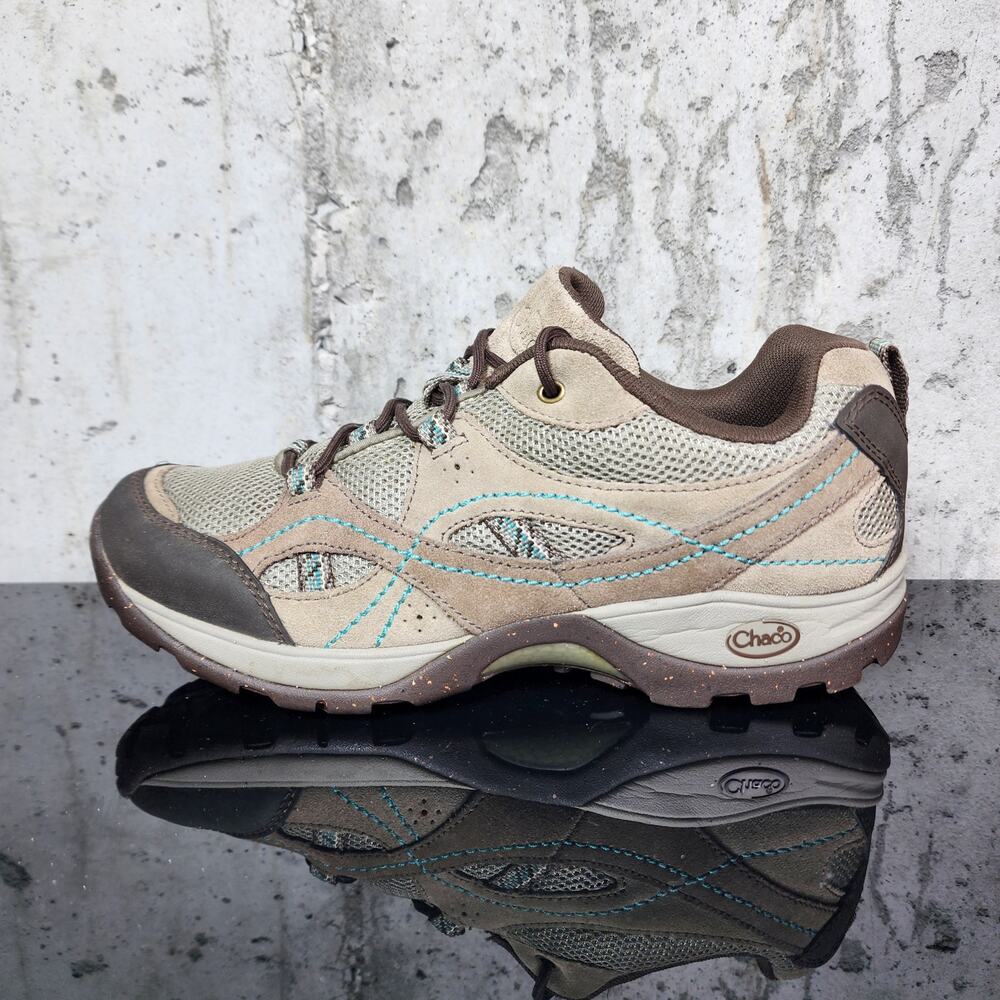 Chaco Women's Hiking Trail Shoes Brown Suede Mesh Teal Accent Size 10 Outdoor